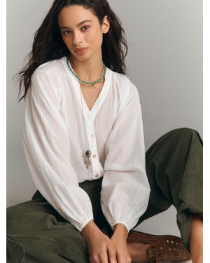 Anthropologie Pilcro Crinkled Buttondown Long Sleeved Bubble Top - Black