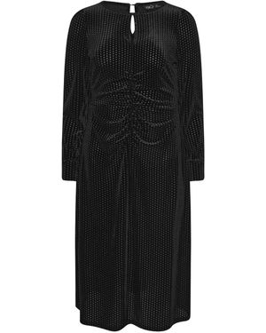 M Com Petite Keyhole Velvet Dress - Black