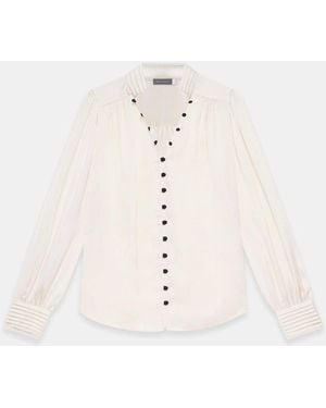 Mint Velvet Contrast Satin Blouse - Natural