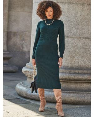 Sosandar Two Part Cable Knit Midi Dress - Gray