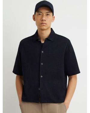 River Island Oversized Boxy Fit Textured Shirt - Blau