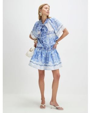 River Island Cabbages And Roses Printed Rara Mini Skirt - Blue