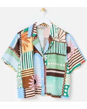 Oliver Bonas Print Short Sleeve Shirt - Blue
