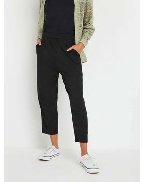 M Com Elasticated Waist Cropped Hareem Pants - Black