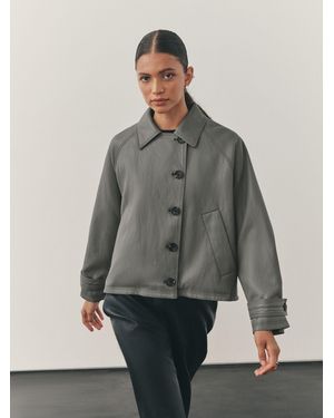 Nothing Ordinary Faux Leather Short Trench Jacket - Gray