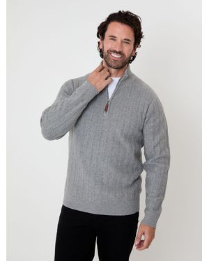 Saltwell Mini Cable Knit Quarter Zip Sweater - Gray
