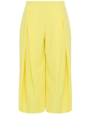 PixieGirl Petite Pixiegirl Petite Pleated Wrap Wide Leg Cropped Pants - Yellow