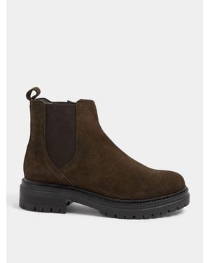 Yours Curve Suede Chelsea Boots - Brown