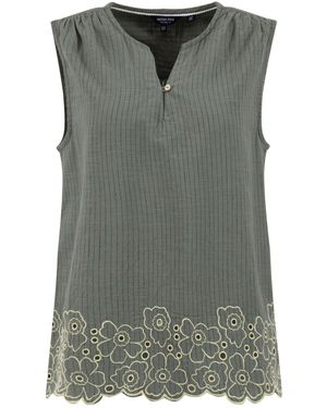 Weird Fish Poppy Scalloped Hem Blouse - Gray