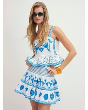 River Island Placement Print Mini Skirt - Blue