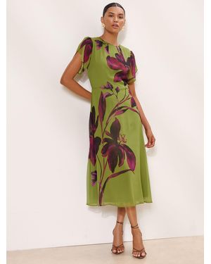 Lipsy Petite Floral Print Fit And Flare Midi Dress - Green