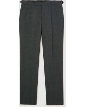 Reiss Charcoal Bold Classic Fit Wool Side-Adjuster Suit Pants - Gray