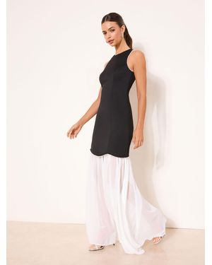 Lipsy Sheer Hem Pearl Trim 2-In-1 Maxi Dress - Natural