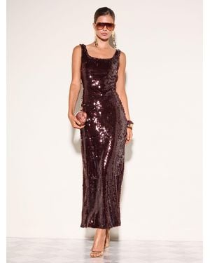Friends Like These Chocolate Scoop Neck Sequin Maxi Dress - Brown