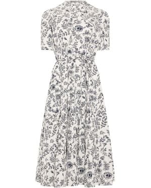 PixieGirl Petite Floral Tie Neck Tiered Maxi Dress - White