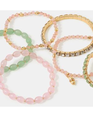 Accessorize Mix Bead Stretch Bracelets 20 Pack - Natural