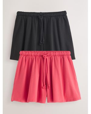 Next 2 Pack Drawstring Jersey Shorts - Black