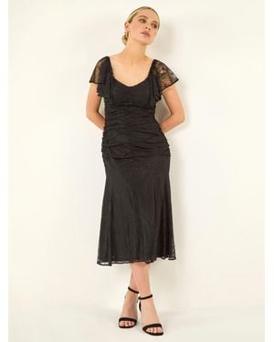 Roman Petite Lace Tiered Dress - Black