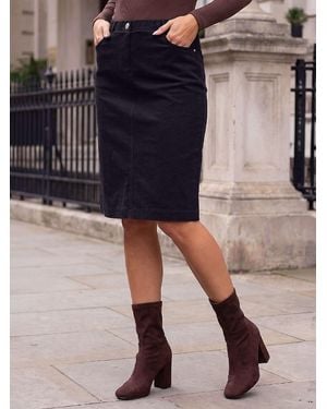 Roman Cord A-Line Skirt - Blue