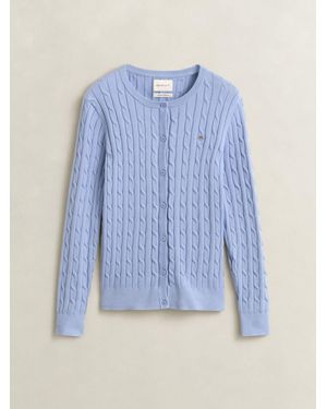 GANT Cotton Cable Knit Cardigan - Blue
