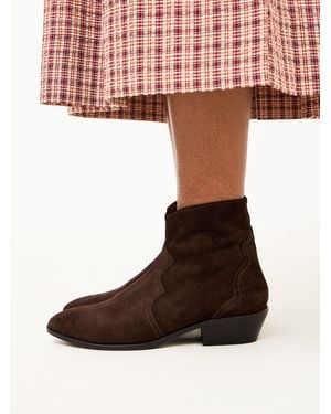 Oliver Bonas Suede Western Cowboy Boots - Brown