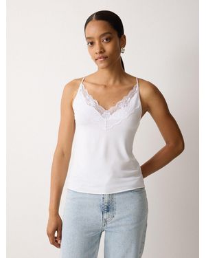 Jigsaw Modal Lace Camisole - White
