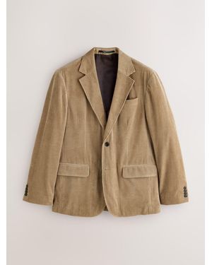 Next Stone Tailored Fit Corduroy Suit Jacket - Natural