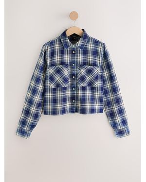 Next Cropped Check Shirt - Blue