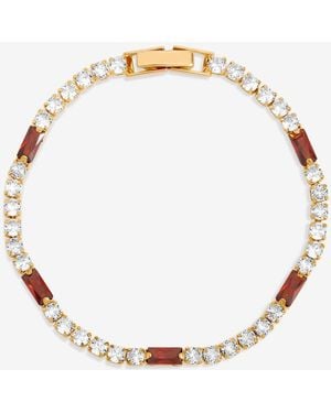 Jon Richard Plated Round Stone And Ruby Tennis Bracelet - Natural