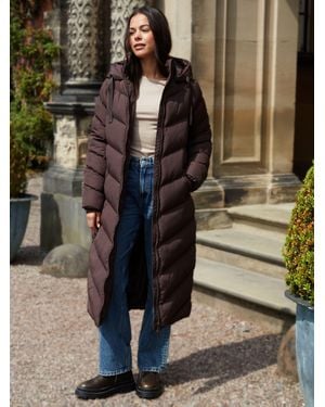 Threadbare Padded Maxi Coat - Brown