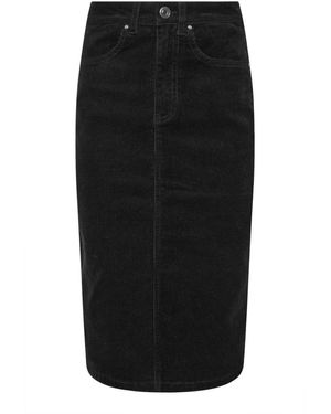 M Com Petite Corduroy Longline Skirteu 36 Petite (Uk 8 P) - Schwarz