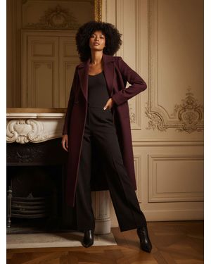 Roman Textured Buttoned Boucle Coat - Brown