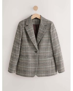 Next Monochrome N. Premium Check Single Breasted Blazer - Gray