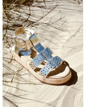 Linzi Sunkissed Laser Cut Flatform Gladiator Sandals - Metallic