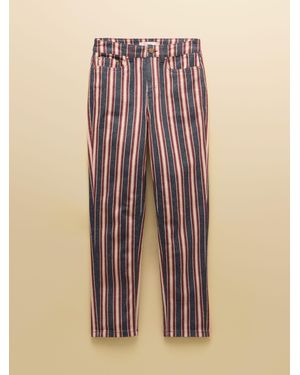 Joules Verigated Stripe Slim Straight Mid Rise Jeans - Blue