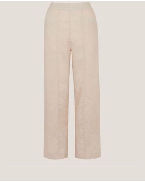 Monsoon Lucy Straight Leg Linen Pants - Natural