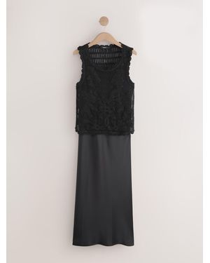 Next Sleeveless 2-In-1 Crochet Maxi Dress - Black