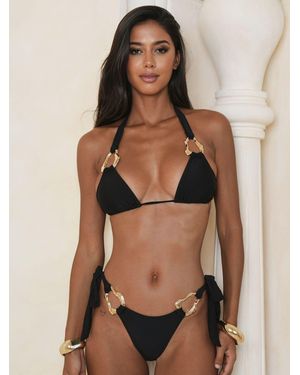 Moda Minx Moda Minx Iconic Isle Atka Triangle Bikini Top With Molten Hardware Detail - Black