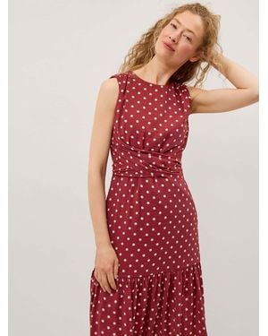 Monsoon Claire Polka Dot Midi Dress - Red