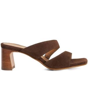Dune Dark Jaeda Block Heeled Suede Sandals - Brown