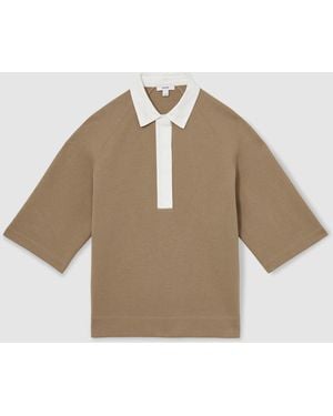 Reiss Gaia Cotton-Blend Interlock Collar Sweatshirt - Natural
