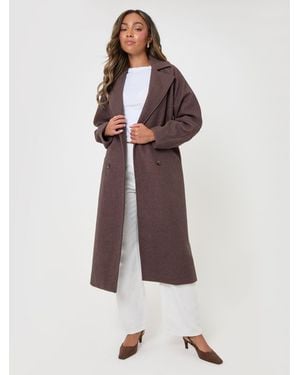 Threadbare Longline Cocoon Coat - Brown