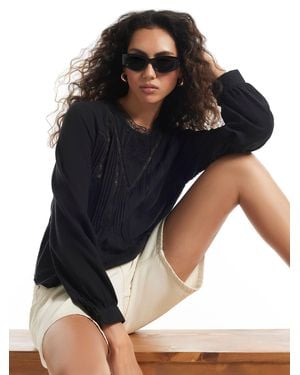 River Island Lace Victoriana Blouse - Black