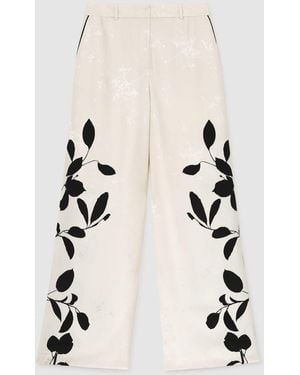 Reiss Delilah - Ivory/black Jacquard Printed Wide-leg Pants, Us 0 L - Natural