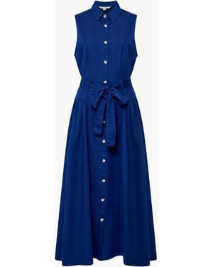 French Connection Zaves Chambray Denim Belted Midi Dress - Blue