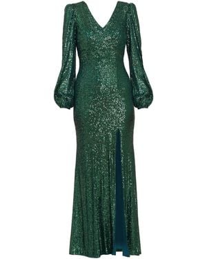 Gina Bacconi Alison Sequn V-Neck Maxi Dress - Green