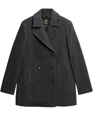 Superdry Double Breasted Peacoat - Black