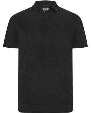 BadRhino Big & Tall Ribbed Trophy Neck Polo Shirt - Black