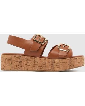 schuh Valora Cork Flatform Sandals - Brown