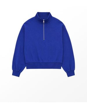 Ro & Zo Cotton Blend Half Zip Sweatshirt - Blue
